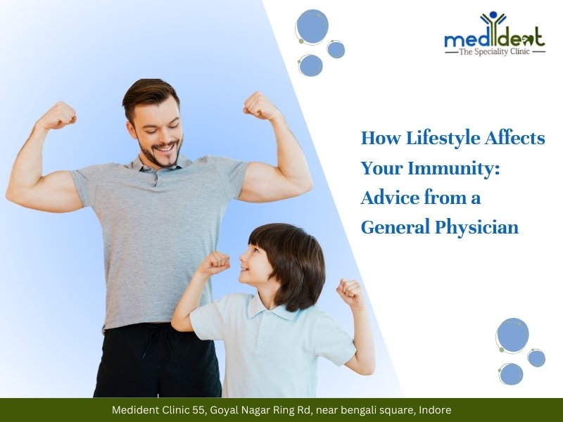 Father and child showing strength to represent how a healthy lifestyle improves immunity under guidance of a general physician in Indore